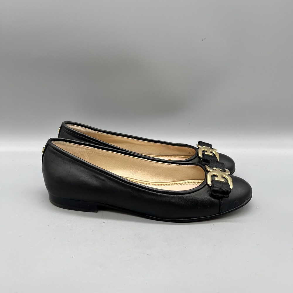 Sam Edelman Shoes Womens 7 Black Leather Felicia Ballet Flats Logo Bow Classic